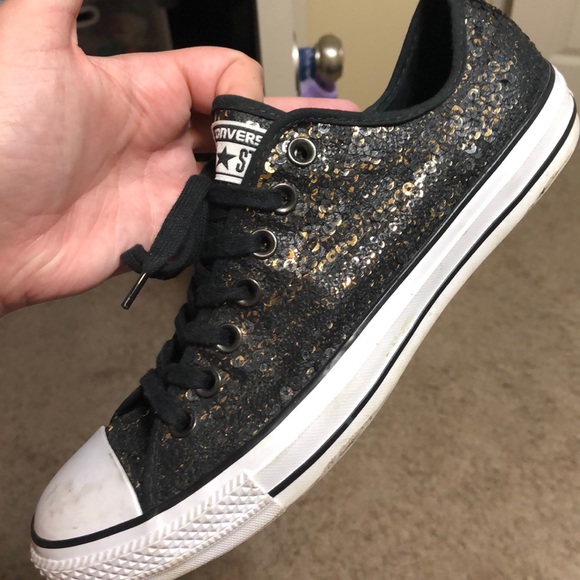 black and gold sequin converse
